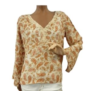 ALC Atlast Classic Women paisley  bohemian Top blouse  juniors size L